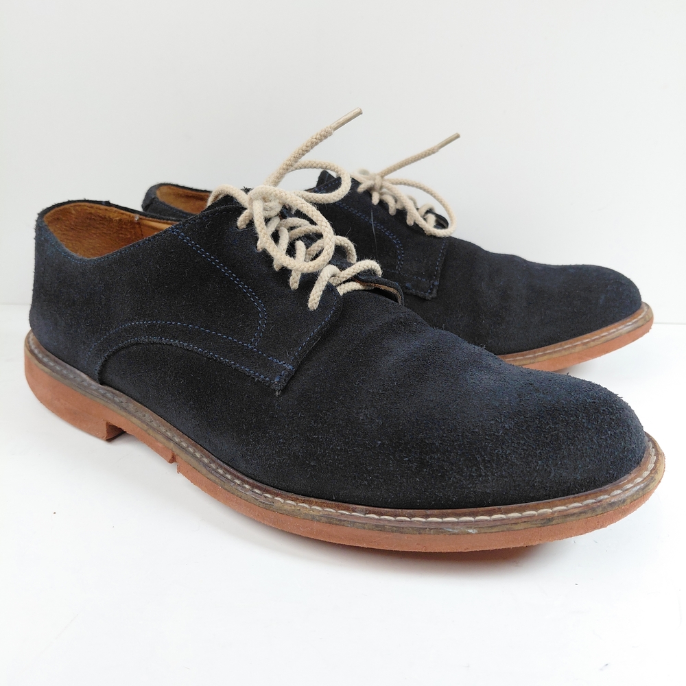 Barneys New York Men's Suede Shoes Plain Toe Lace-Up Loafers Blue Size 8